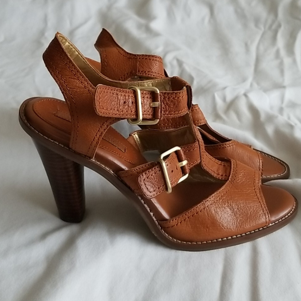 Banana Republic Tan Leather Heel Sandals - 8.5